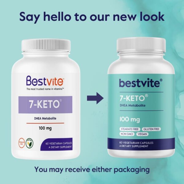 BESTVITE - 7-Keto 100mg DHEA – 60 Cápsulas Vegetais Sem Estearatos - Image 3