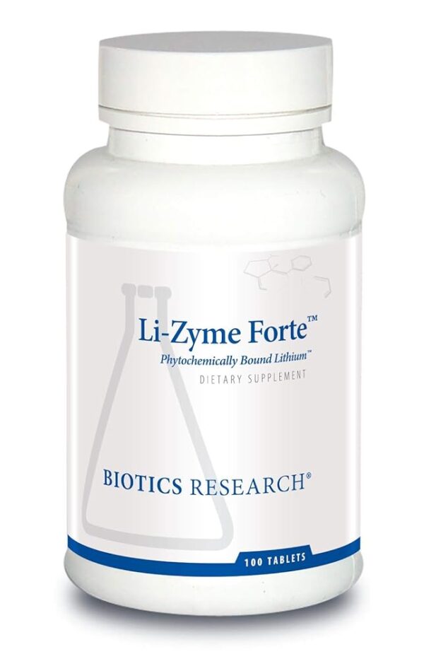 Biotics Research - Li Zyme Forte – Lítio de Origem Vegetal para Suporte à Função Cerebral, Memória e Humor – 100 Comprimidos