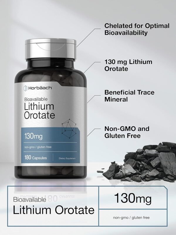 Horbäach - Orotato de Lítio 130mg | 180 Cápsulas | Sem OGM, Sem Glúten | 5mg de Lítio Elementar Bio disponível - Image 4