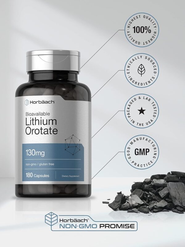 Horbäach - Orotato de Lítio 130mg | 180 Cápsulas | Sem OGM, Sem Glúten | 5mg de Lítio Elementar Bio disponível - Image 6